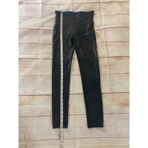 Spanx Women's Liquid Black Faux Leather Pull On Leggings - Medium - Picture 3 of 11